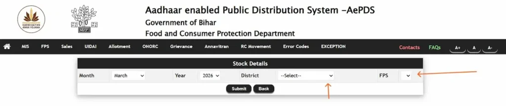 select and click submit